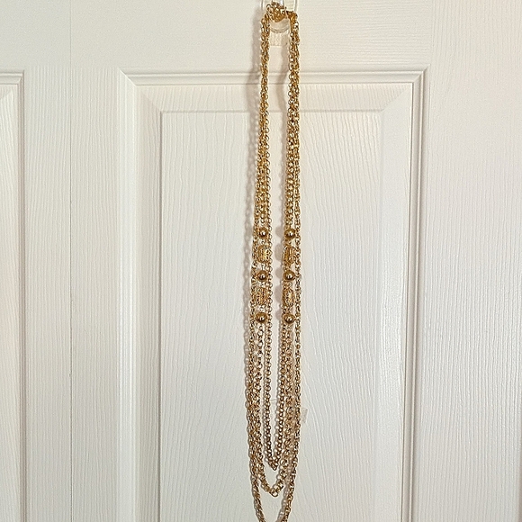 Elegant 36" Triple Strand Gold Chain Necklace - Picture 1 of 3